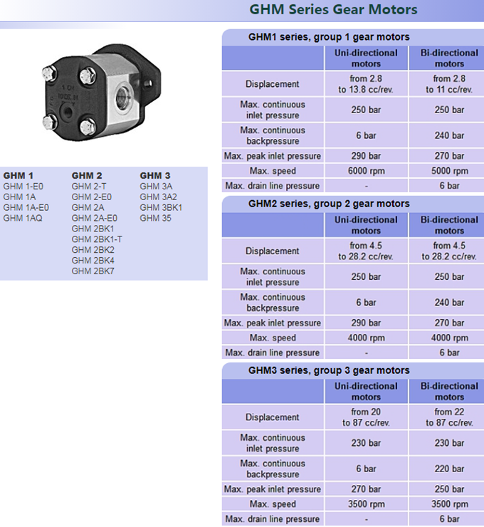 马祖奇GHM系列齿轮马达型号参数